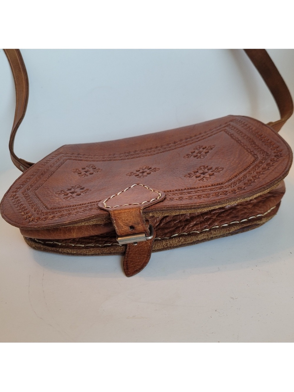 Bohemian Tooled Leather
Crossbody Saddle Bag - Picture 3 of 14